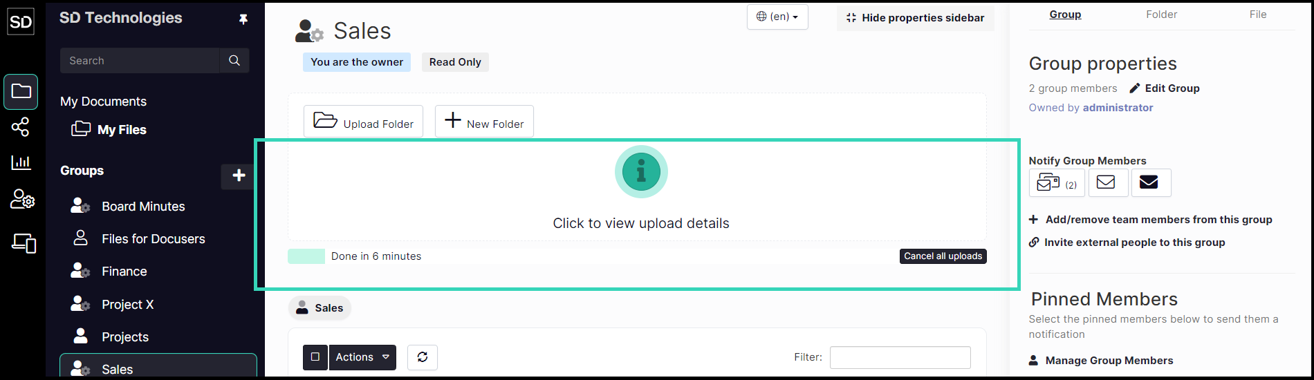 SureDrop file upload progress